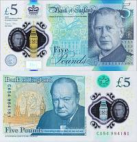 *5 Libier Veľká Británia 2023(24) P398 UNC polymer Charles III. - Kliknutím na obrázok zatvorte -